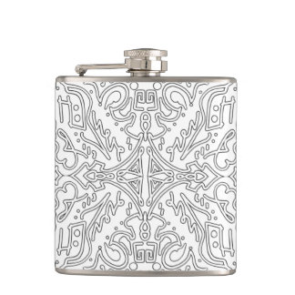 Minimalist Grey Floral Pattern Flask