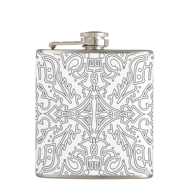 Minimalist Grey Floral Pattern Flask (Front)
