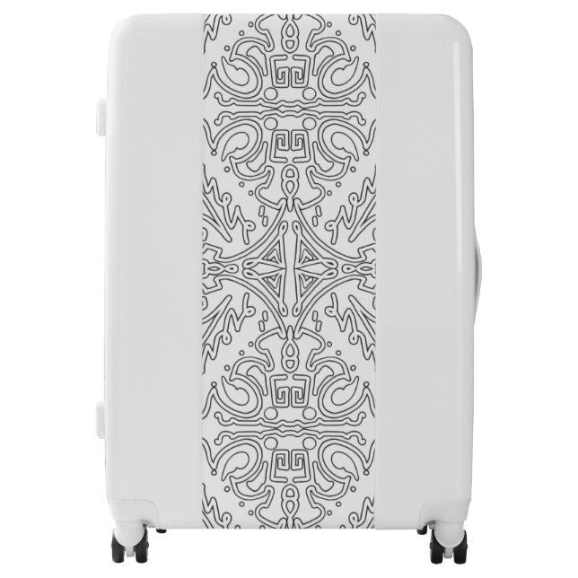 Minimalist Grey Floral Pattern Luggage (Front)
