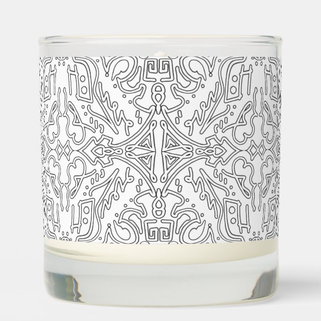 Minimalist Grey Floral Pattern Scented Candle (Front)