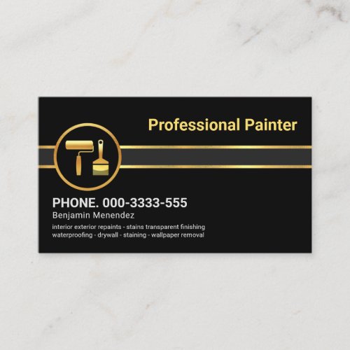 Minimalist Grey Layer Gold Lines Painter Business Card