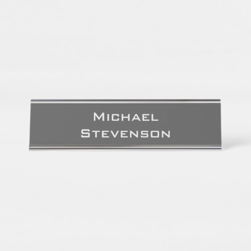 Minimalist Grey Modern Plain Simple  Desk Name Plate