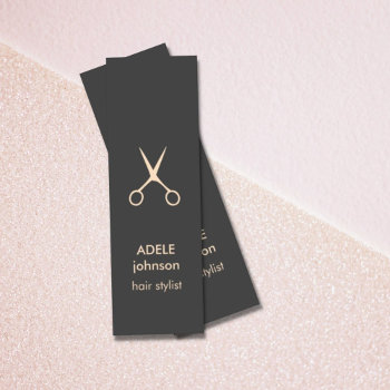 Minimalist Grey Pastel Scissors Hair Stylist Mini Business Card by pro_business_card at Zazzle