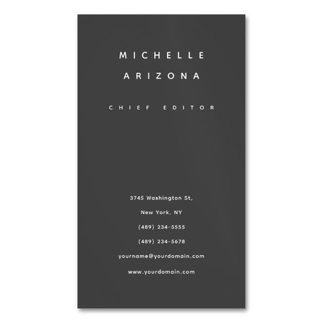 Minimalist Grey Professional Modern Business Card Magnet (Front Vertical)