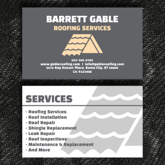 Minimalist Grey Roofing Contractor Business Card
