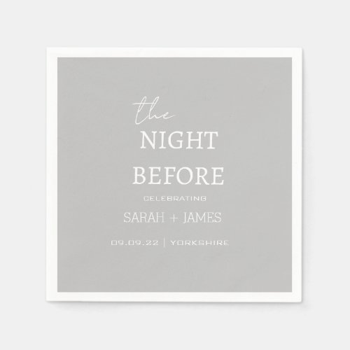  Minimalist Grey the Night Before Wedding Paper  Napkins