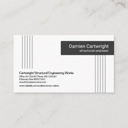 Minimalist Grey Vertical Lines Structural Engineer Business Card