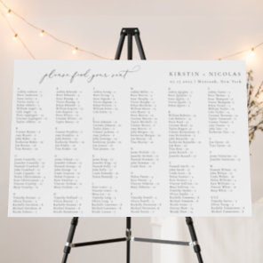 Minimalist Grey Wedding Alphabetical Seating Chart Foam Board