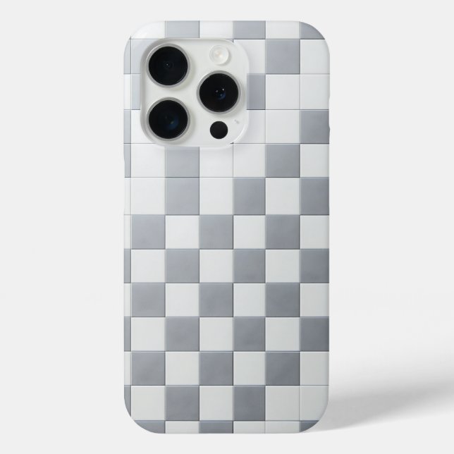 Minimalist Grey &White Checkered Phone Case Modern (Back)