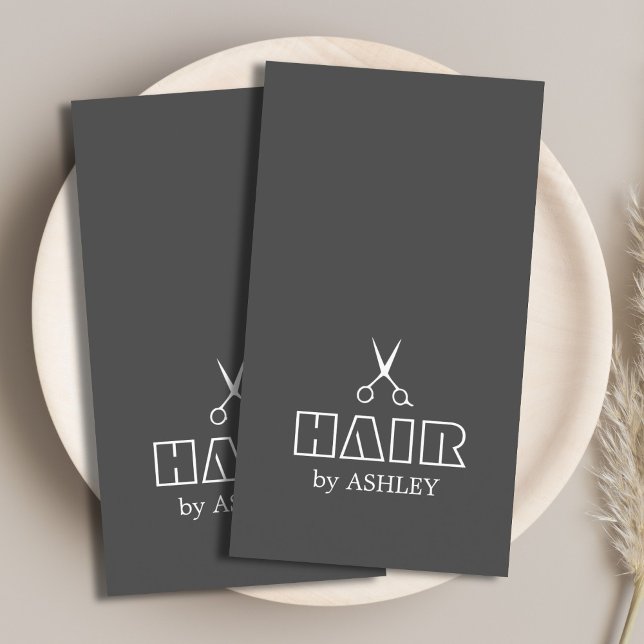 Minimalist Grey White Hairstylist/Salon  Business Card (Creator Uploaded)