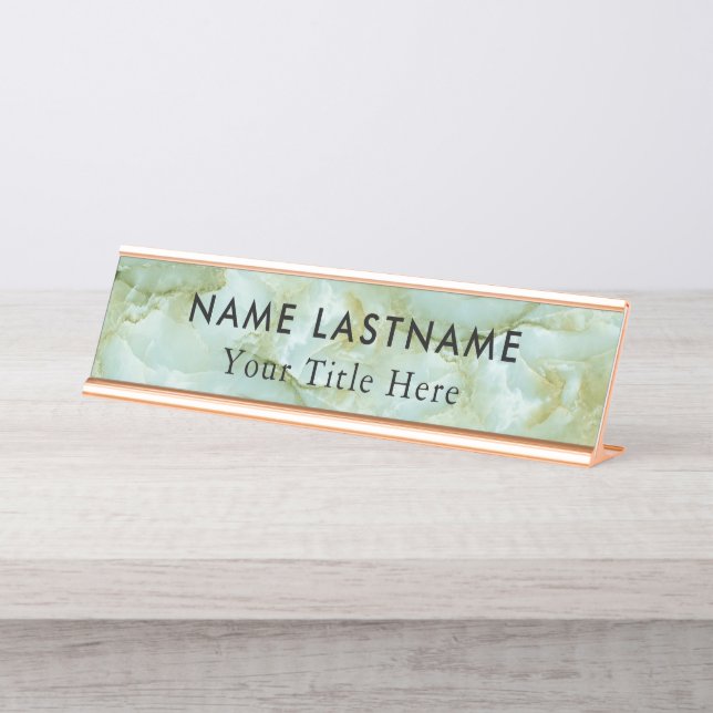 Minimalist Grey White Marble Custom Desk Name Plat Desk Name Plate (Front)