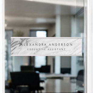 Minimalist Grey White Marble Professional Door Sign