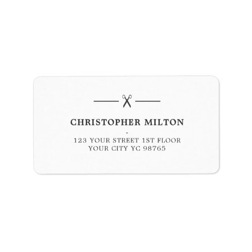 Minimalist Grey White Scissors Hair Salon Label