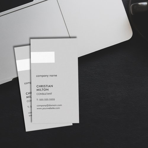 Minimalist Grey White Stripe Consultant Business Card