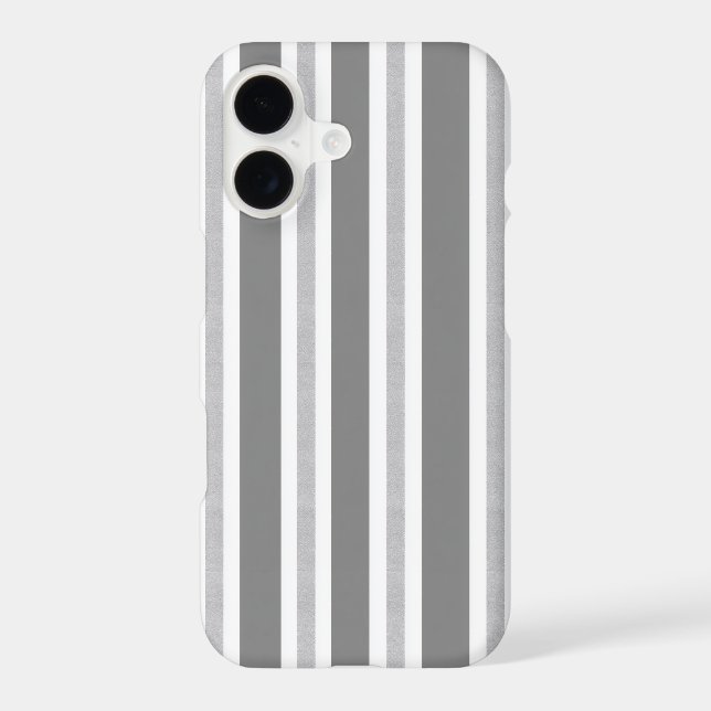 Minimalist Grey White Vertical Stripes Pattern iPhone Case (Back)