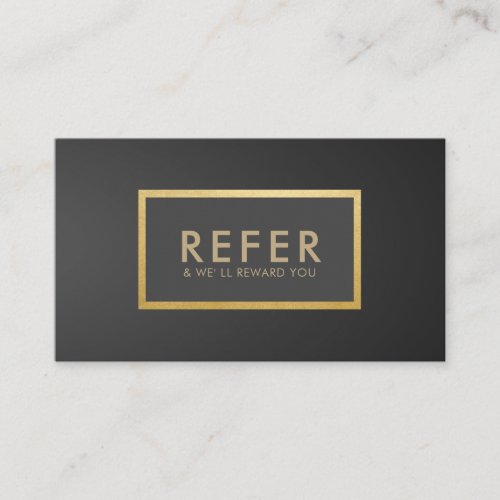 Minimalist GreyBlack Gradient Gold Luxury Referral Business Card