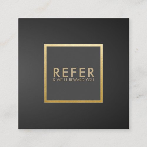 Minimalist GreyBlack Gradient Gold Luxury Referral Square Business Card