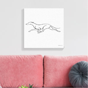 Minimalist Greyhound Running Single Line Art Canva Canvas Print
