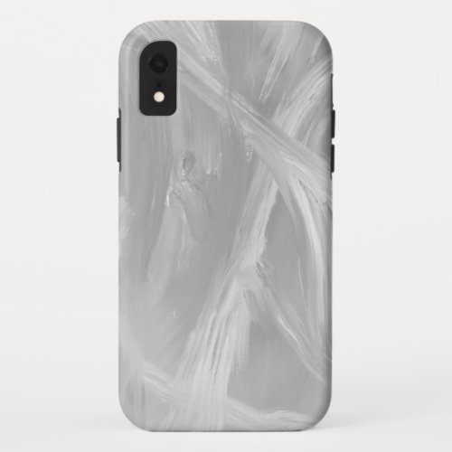 Minimalist greyscale abstract painting clouds iPhone XR case