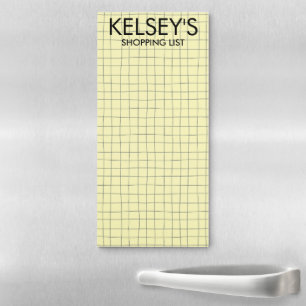 MINIMALIST GRID Meal Plan Grocery Shopping List Magnetic Notepad