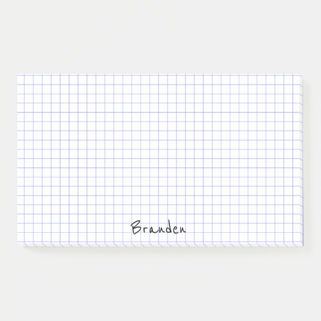 Minimalist Grid Paper Name, Initial, or Monogram Post-it Notes (Front)