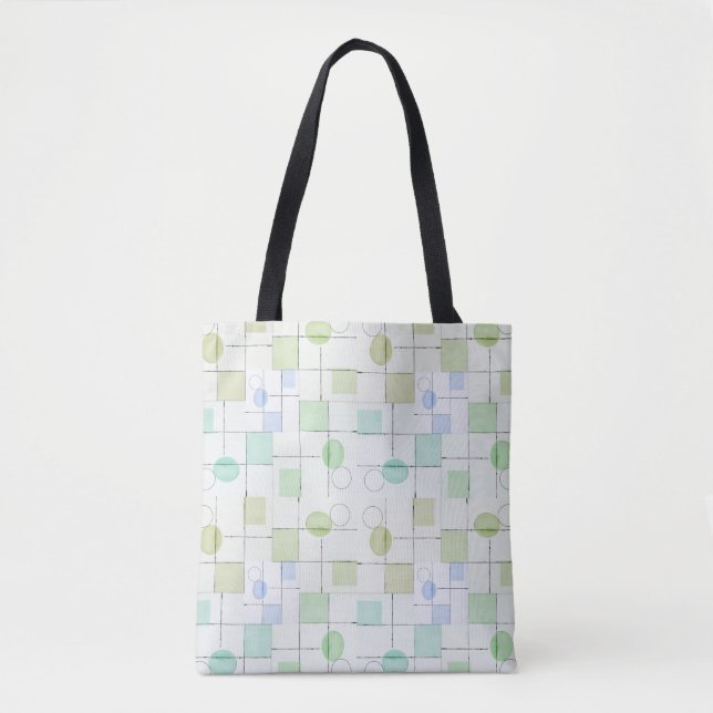 Minimalist Grid Pattern with Soft Pastel Shapes Tote Bag (Front)