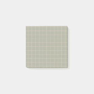 Minimalist Grid Post-It Notes in Sage Earth Tones