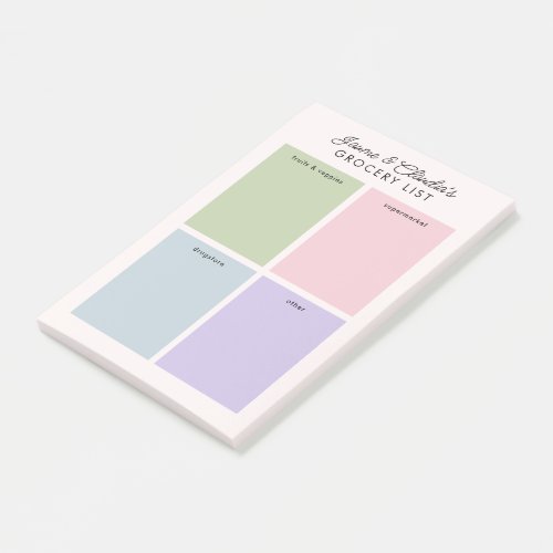 Minimalist Grocery List with Color organization Post_it Notes