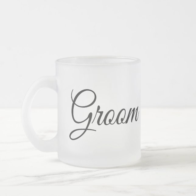 Minimalist Groom Frosted Glass Mug (Left)