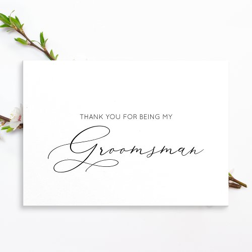 Minimalist Groomsman Folded Thank You Card