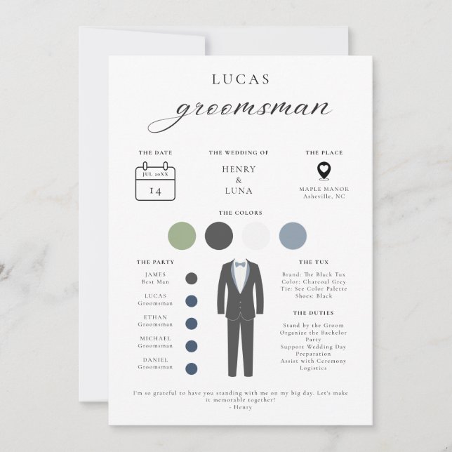 Minimalist Groomsmen Info Card