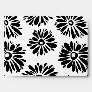 Minimalist Groovy Black and White Daisy Flowers Envelope