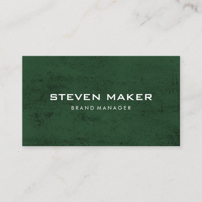 Minimalist Grunge Green Gray Business Card (Front)