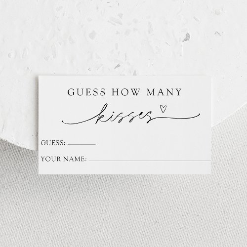 Minimalist Guess How Many Kisses Game Card
