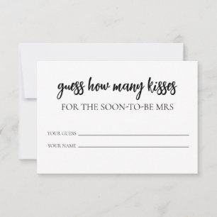 Minimalist Guess How Many Kisses Game Ticket Card