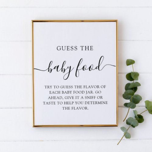 Minimalist Guess the Baby Food Baby Shower Game Poster