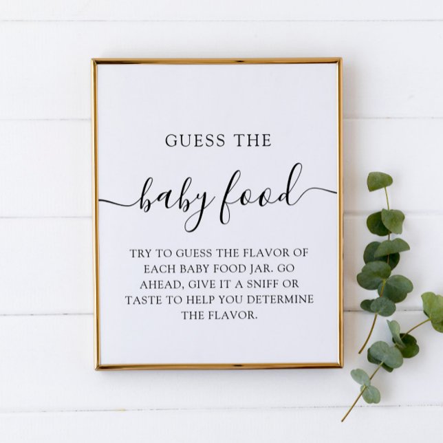 Minimalist Guess the Baby Food Baby Shower Game Poster (Creator Uploaded)