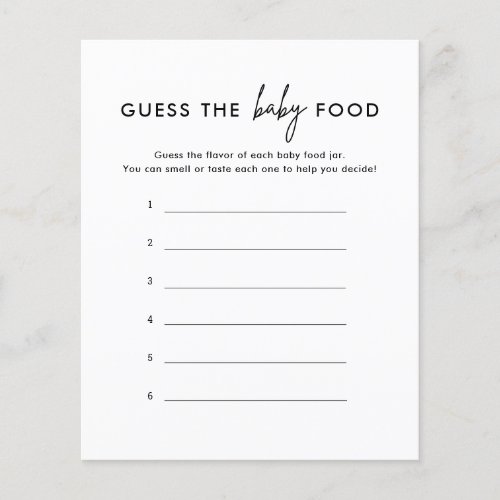 Minimalist Guess The Baby Food Game Cards