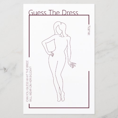 Minimalist Guess the Dress Bridal Shower Game