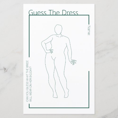 Minimalist Guess the Dress Plus Size Bridal Shower