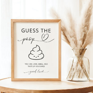 Minimalist Guess The Poop Baby Shower Party Sign