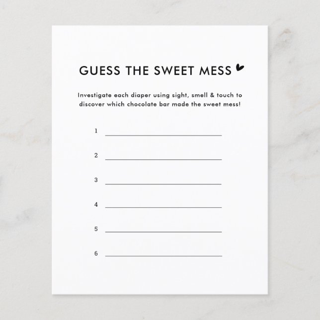 Minimalist Guess The Sweet Mess Game Cards (Front)