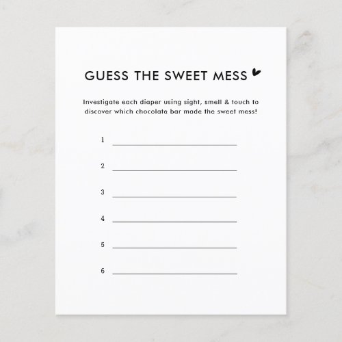 Minimalist Guess The Sweet Mess Game Cards
