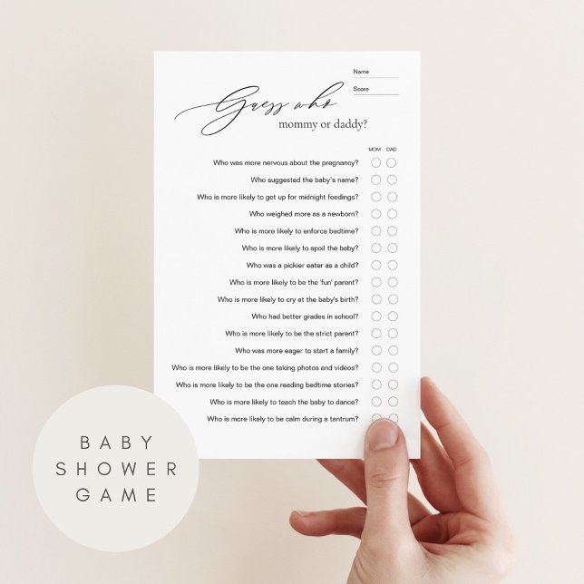 Minimalist Guess Who Baby Shower Quiz Game (Creator Uploaded)