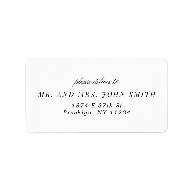 Minimalist guest addressing, address labels (Front)