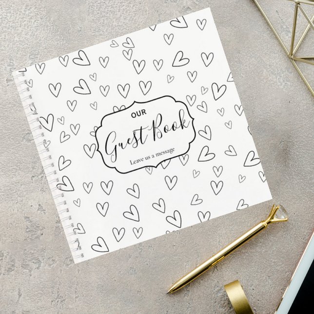 Minimalist Guest Book with Hand-Drawn Hearts (Creator Uploaded)