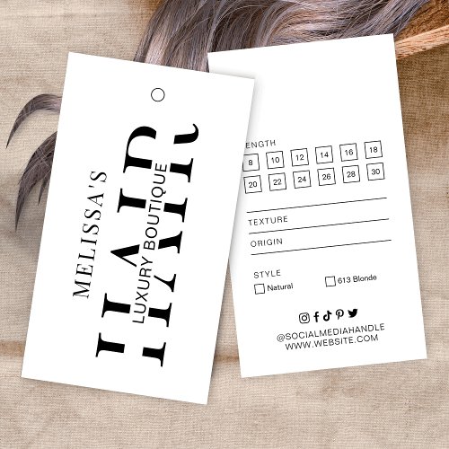 Minimalist Hair Extensions Boutique Hang Tag Label