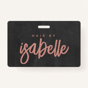 Minimalist Hair Stylist Dusty Pink Script Black Badge