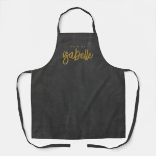 Minimalist Hair Stylist Gold Script Black Apron