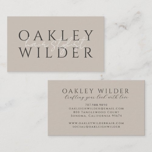 Minimalist Hair Stylist Griege Business Card